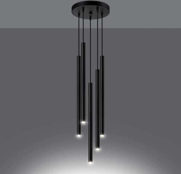 Sollux Lighting Pastelo lampă suspendată 5x8 W negru SL.1176