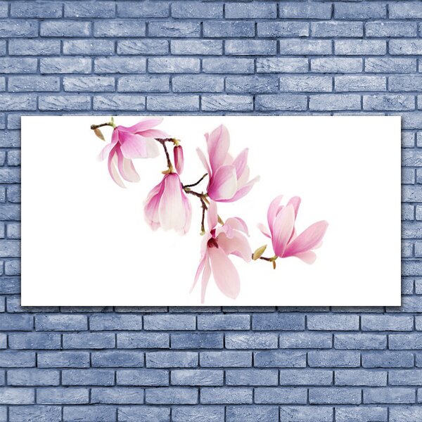 Tablou pe sticla Flori roz Floral