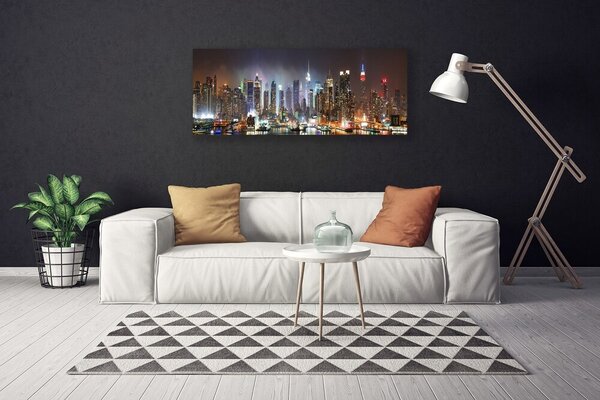 Tablou pe panza canvas Oraș Case Negru Alb Maro