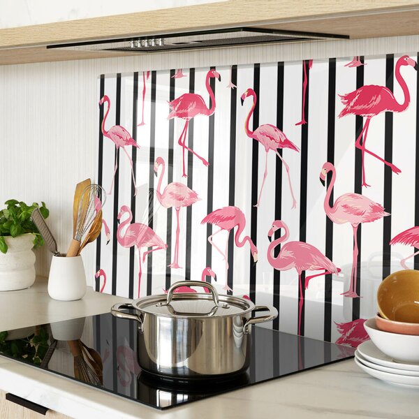 Tocător din sticlă Flamingo pe dungi