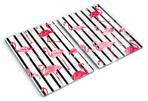 Tocător din sticlă Flamingo pe dungi