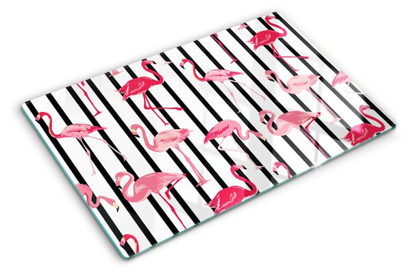 Tocător din sticlă Flamingo pe dungi