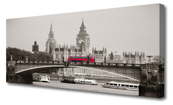 Tablou pe panza canvas Brucker autobuz urban Arhitectura Gri Roșu