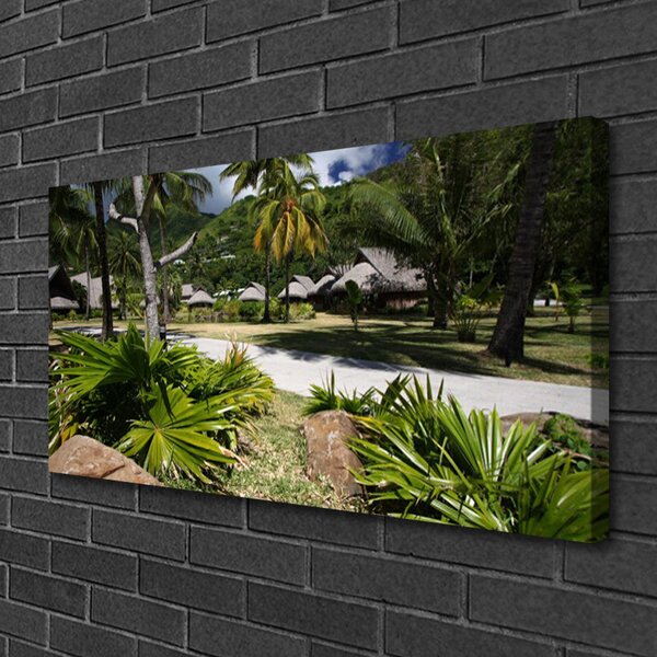 Tablou pe panza canvas Frunze de palmier Copaci Natura Verde Maro