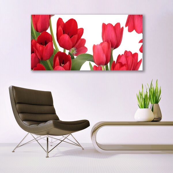 Tablou pe sticla Lalele Floral Red