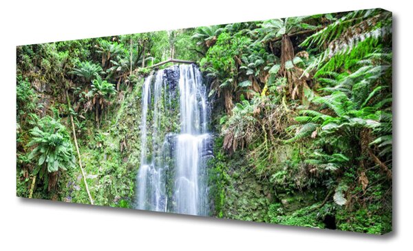 Tablou pe panza canvas Cascada Copaci Natura Alb Brun Verde