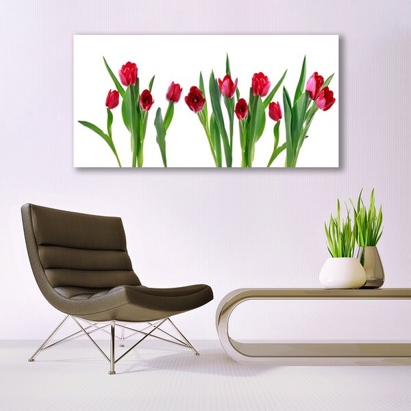 Tablou pe sticla Lalele Floral Red