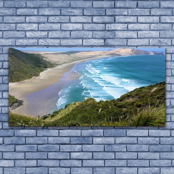 Tablou pe sticla Sea Beach Peisaj Maro Alb Albastru
