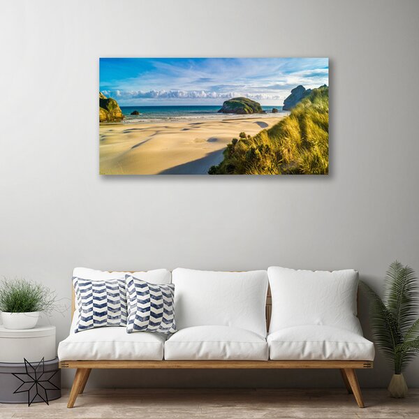 Tablou pe panza canvas Rocks Beach Peisaj Maro Gri Verde