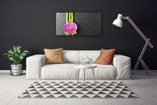 Tablou pe panza canvas Bamboo Tube floare verde florale roz