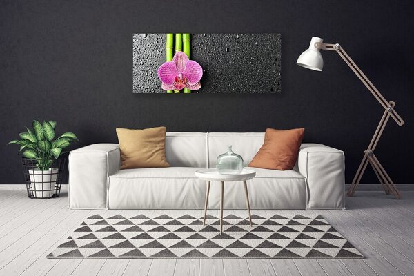 Tablou pe panza canvas Bamboo Tube floare verde florale roz