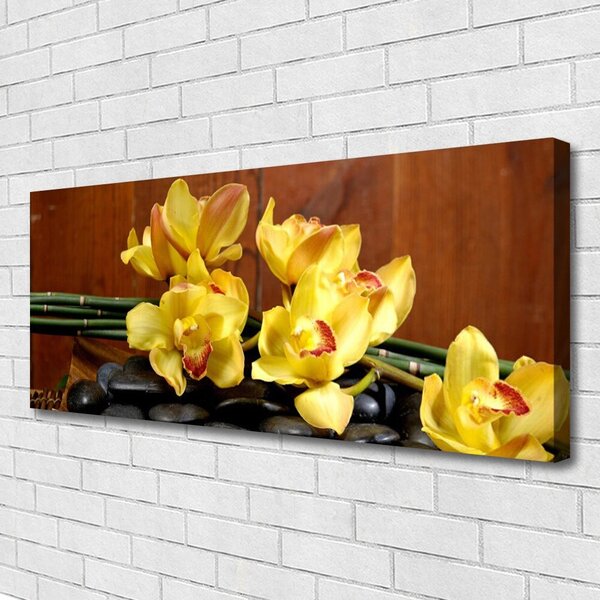 Tablou pe panza canvas Pietrele florale flori galben negru