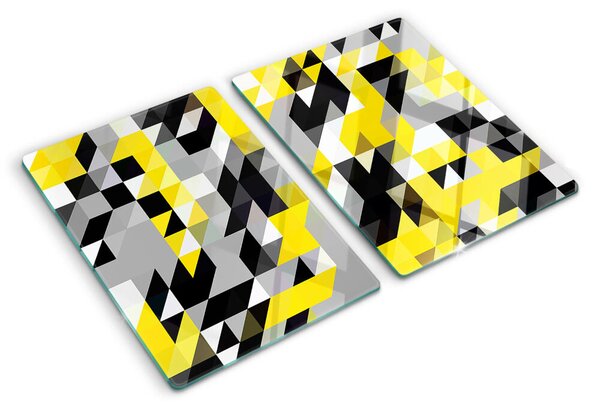 Tocător din sticlă Geometrie în nuanțe de galben și negru