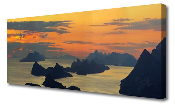 Tablou pe panza canvas Sea Rocks Peisaj Verde Negru Galben Gri