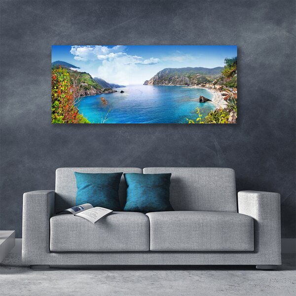 Tablou pe panza canvas Bay Peisaj Gri Maro Verde Albastru