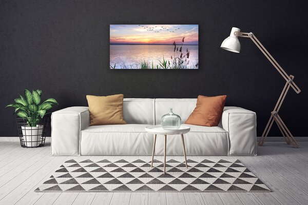 Tablou pe panza canvas Marea Peisaj Albastru Galben Gri