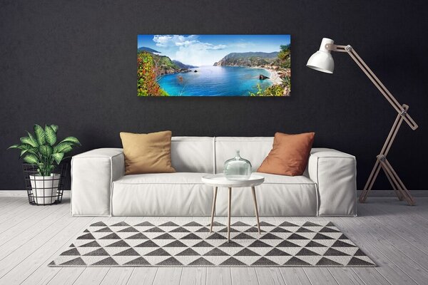 Tablou pe panza canvas Bay Peisaj Gri Maro Verde Albastru