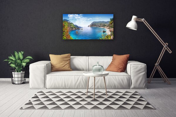 Tablou pe panza canvas Bay Peisaj Gri Maro Verde Albastru