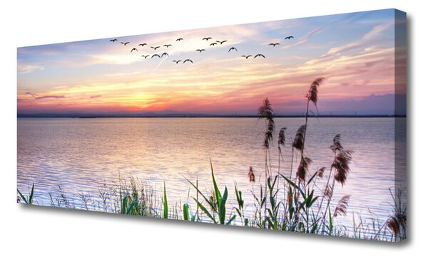 Tablou pe panza canvas Marea Peisaj Albastru Galben Gri