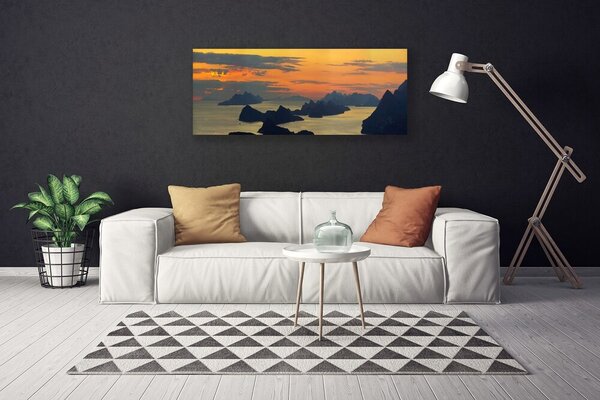 Tablou pe panza canvas Sea Rocks Peisaj Verde Negru Galben Gri