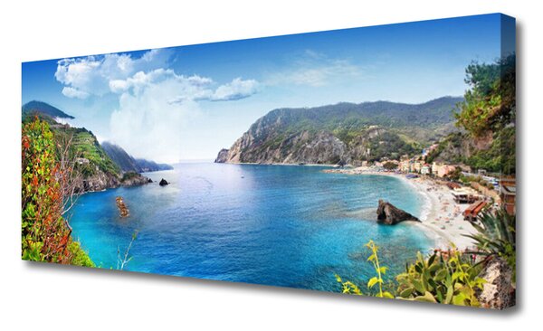 Tablou pe panza canvas Bay Peisaj Gri Maro Verde Albastru