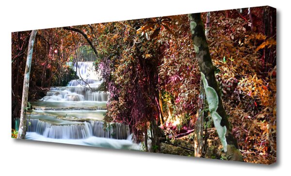 Tablou pe panza canvas Cascada Pădure Natura Alb Brun