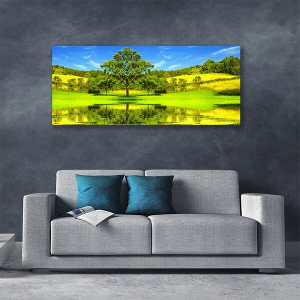 Tablou pe panza canvas Meadow copac Natura Verde Maro