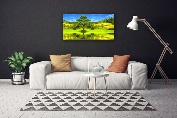 Tablou pe panza canvas Meadow copac Natura Verde Maro