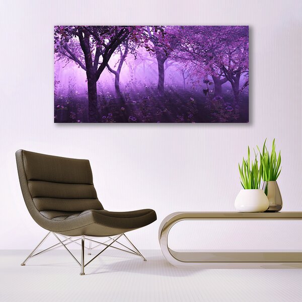 Tablou pe sticla Copaci Natura violet roz