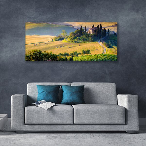 Tablou pe panza canvas Câmp Copaci Peisaj Verde Maro