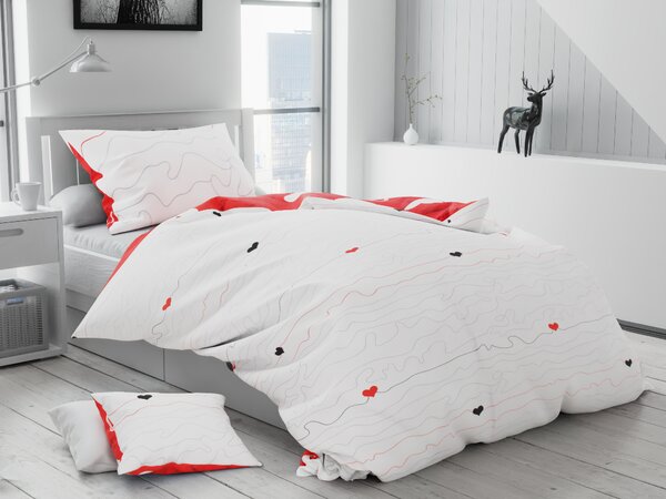 Lenjerie de pat din bumbac alb ROSSO + husa de perna 40 x 50 cm gratuit