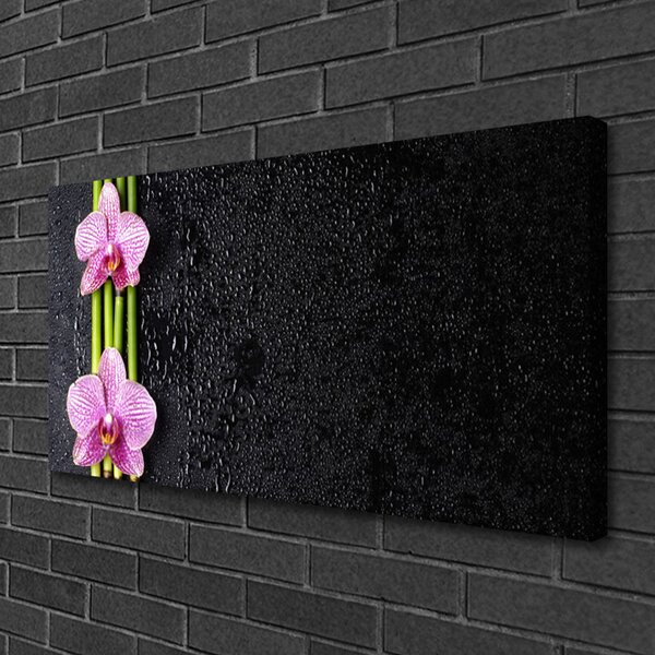 Tablou pe panza canvas Bamboo Tube Flori Floral Roz Verde