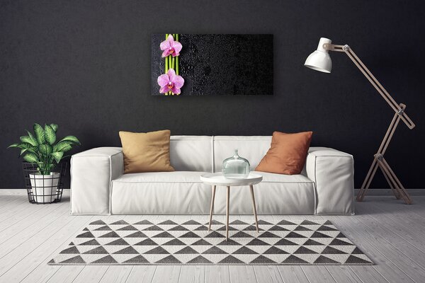 Tablou pe panza canvas Bamboo Tube Flori Floral Roz Verde