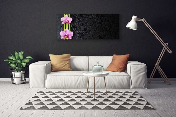 Tablou pe panza canvas Bamboo Tube Flori Floral Roz Verde