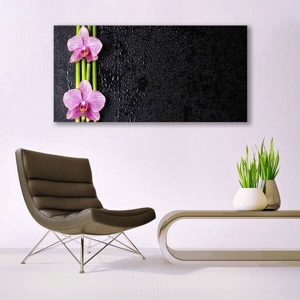 Tablou pe panza canvas Bamboo Tube Flori Floral Roz Verde