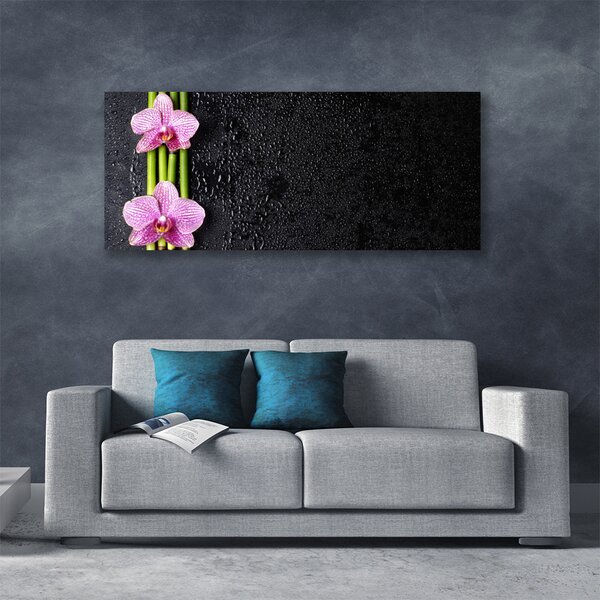Tablou pe panza canvas Bamboo Tube Flori Floral Roz Verde