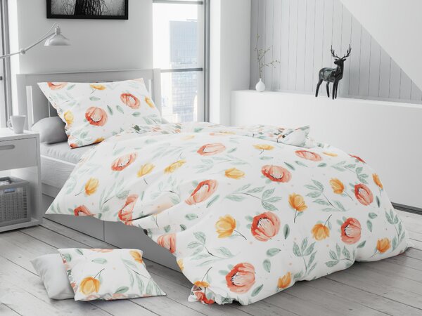 Lenjerie de pat din bumbac alb, PAPAVER + husa de perna 40 x 50 cm gratuit