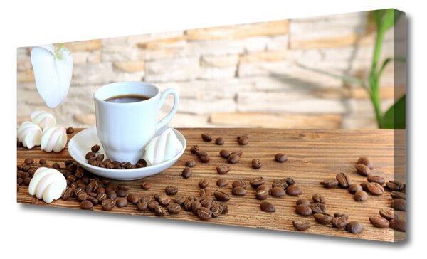 Tablou pe panza canvas Fasole ceașcă de cafea Bucatarie Alb Brun