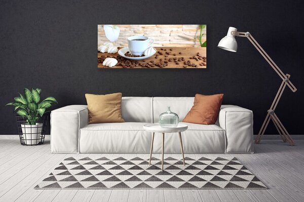 Tablou pe panza canvas Fasole ceașcă de cafea Bucatarie Alb Brun