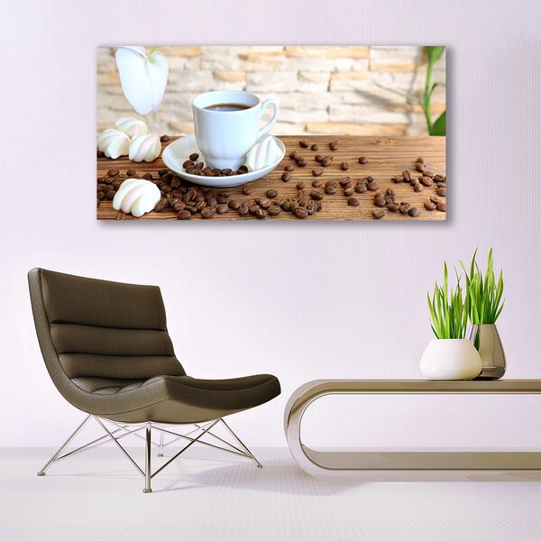Tablou pe panza canvas Fasole ceașcă de cafea Bucatarie Alb Brun