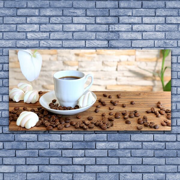 Tablou pe panza canvas Fasole ceașcă de cafea Bucatarie Alb Brun