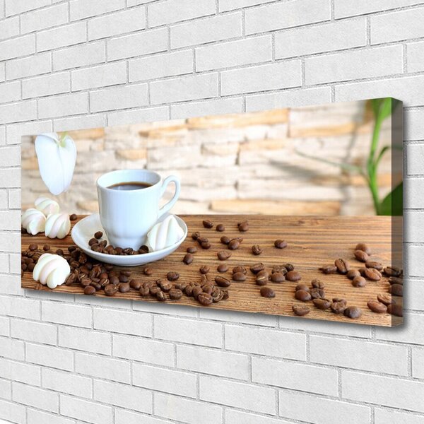 Tablou pe panza canvas Fasole ceașcă de cafea Bucatarie Alb Brun