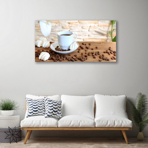 Tablou pe panza canvas Fasole ceașcă de cafea Bucatarie Alb Brun