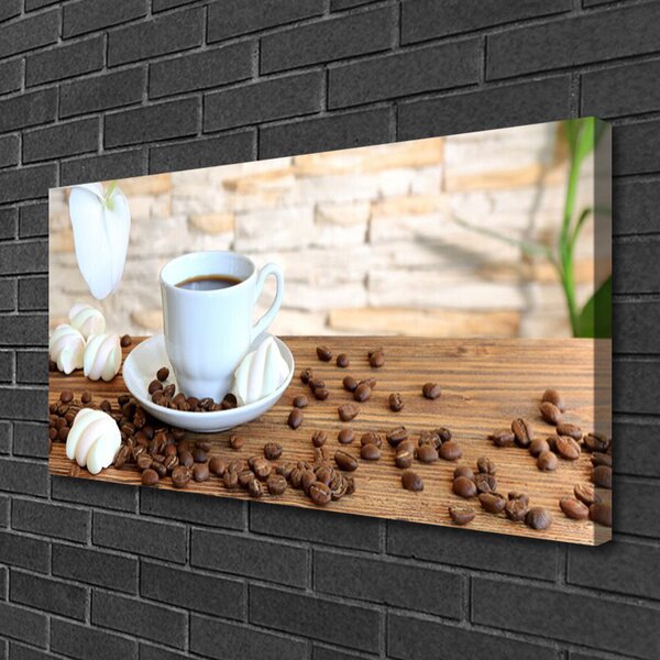Tablou pe panza canvas Fasole ceașcă de cafea Bucatarie Alb Brun