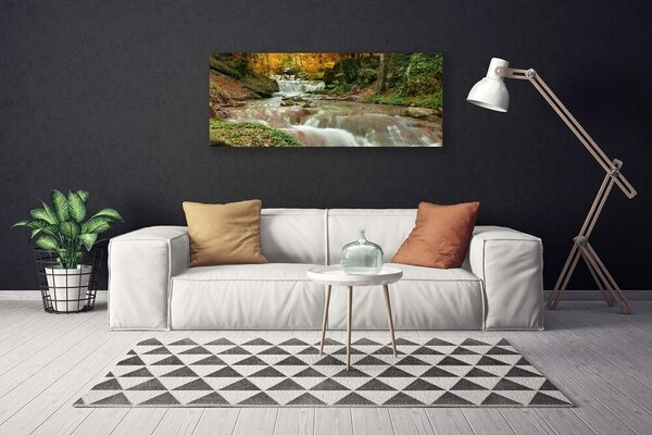 Tablou pe panza canvas Cascada Natural Pădurea Verde Maro