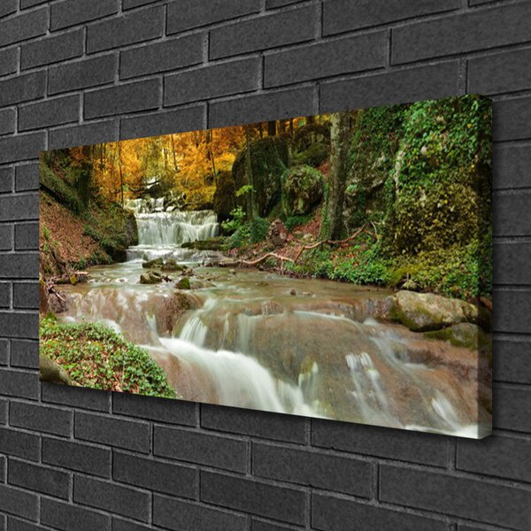 Tablou pe panza canvas Cascada Natural Pădurea Verde Maro