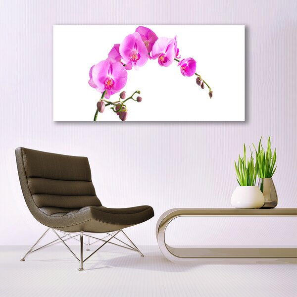Tablou pe sticla Flori roz Floral
