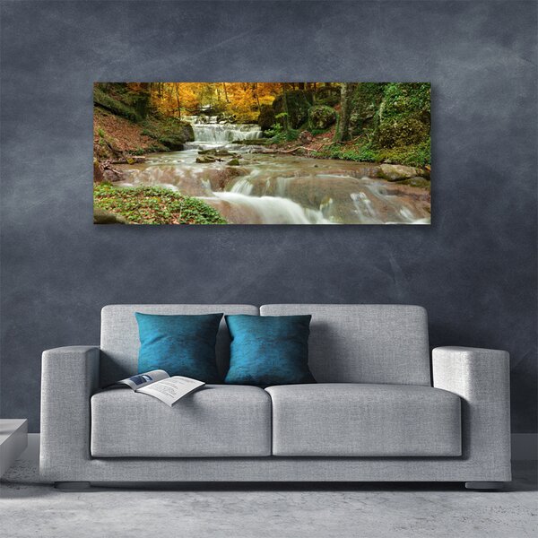 Tablou pe panza canvas Cascada Natural Pădurea Verde Maro