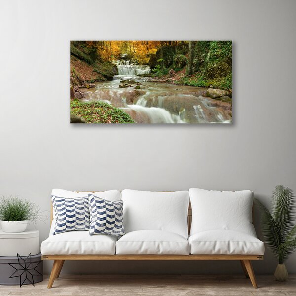 Tablou pe panza canvas Cascada Natural Pădurea Verde Maro