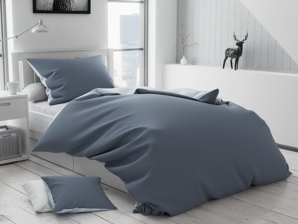Lenjerie de pat din bumbac Culoare gri monocolor, TABULA + husa de perna 40 x 50 cm gratuit